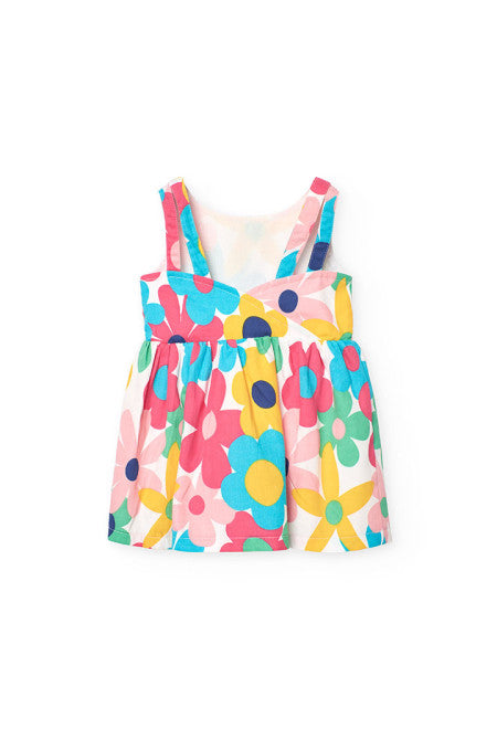 Vestito satin a fiori con culotte