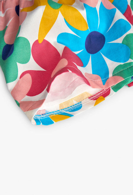 Vestito satin a fiori con culotte