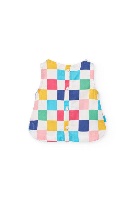 Top satin a quadri