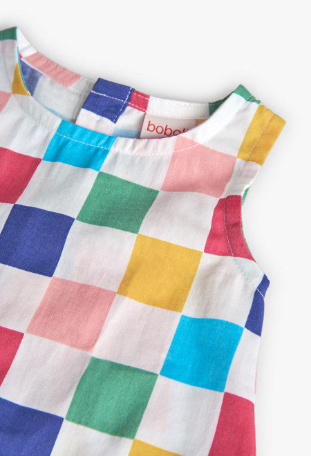 Top satin a quadri