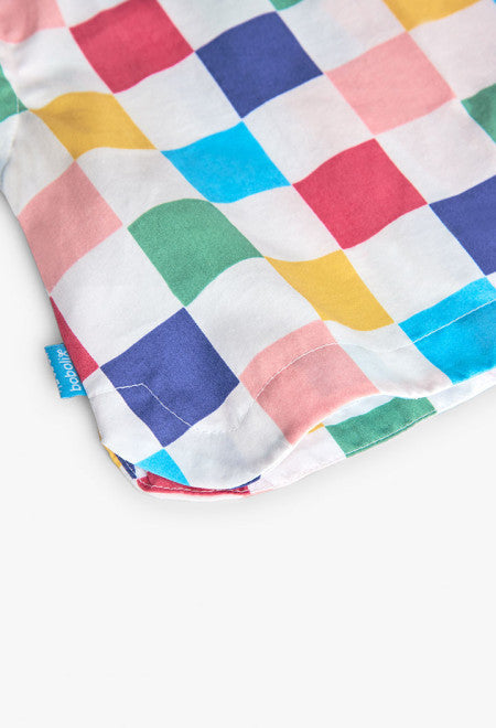 Top satin a quadri