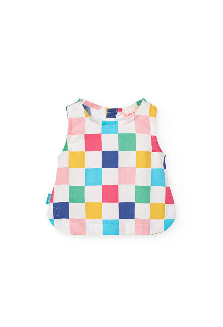 Top satin a quadri