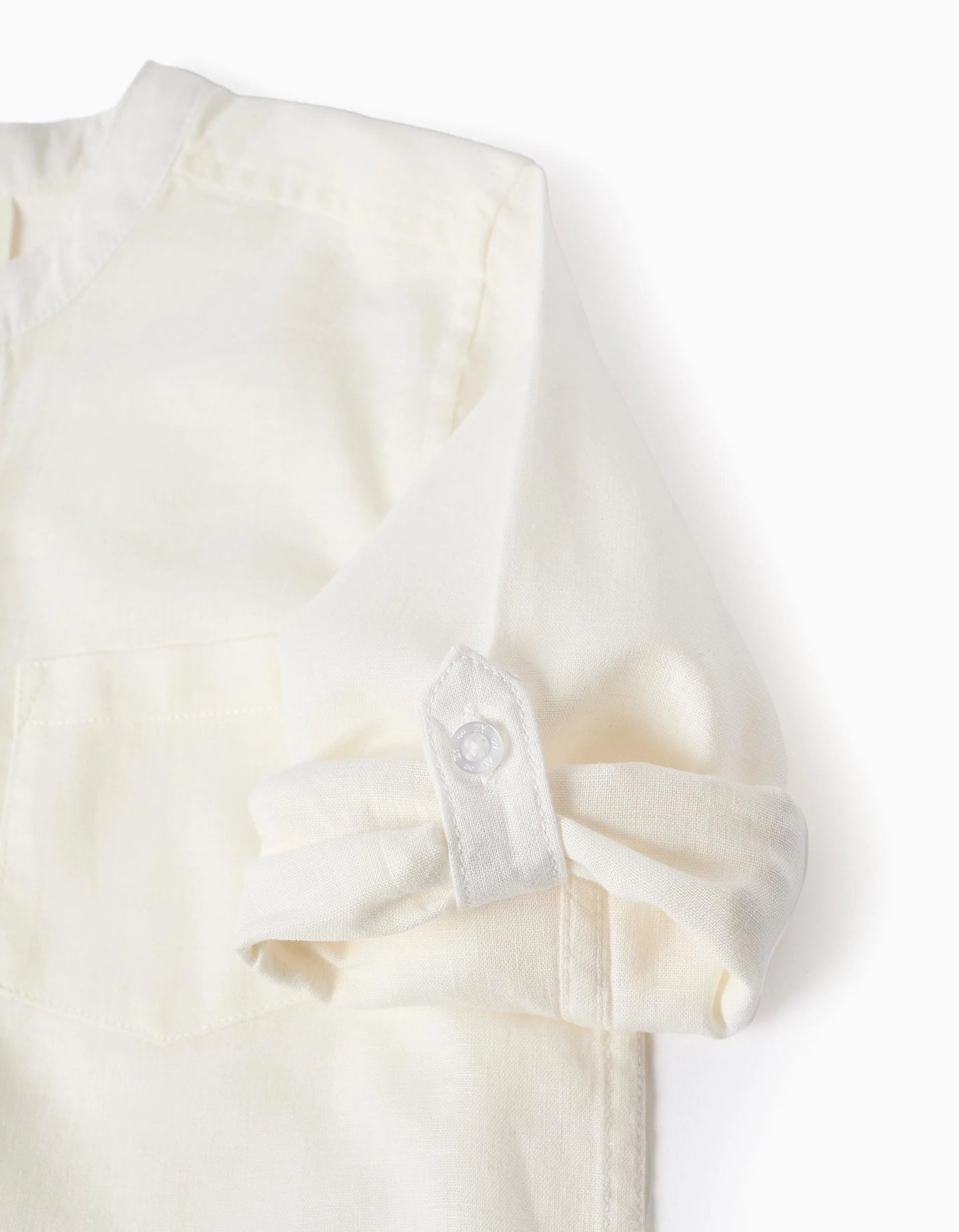 Camicia in lino con colletto alla coreana