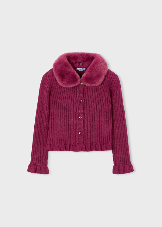 Cardigan colletto con pellicciotto