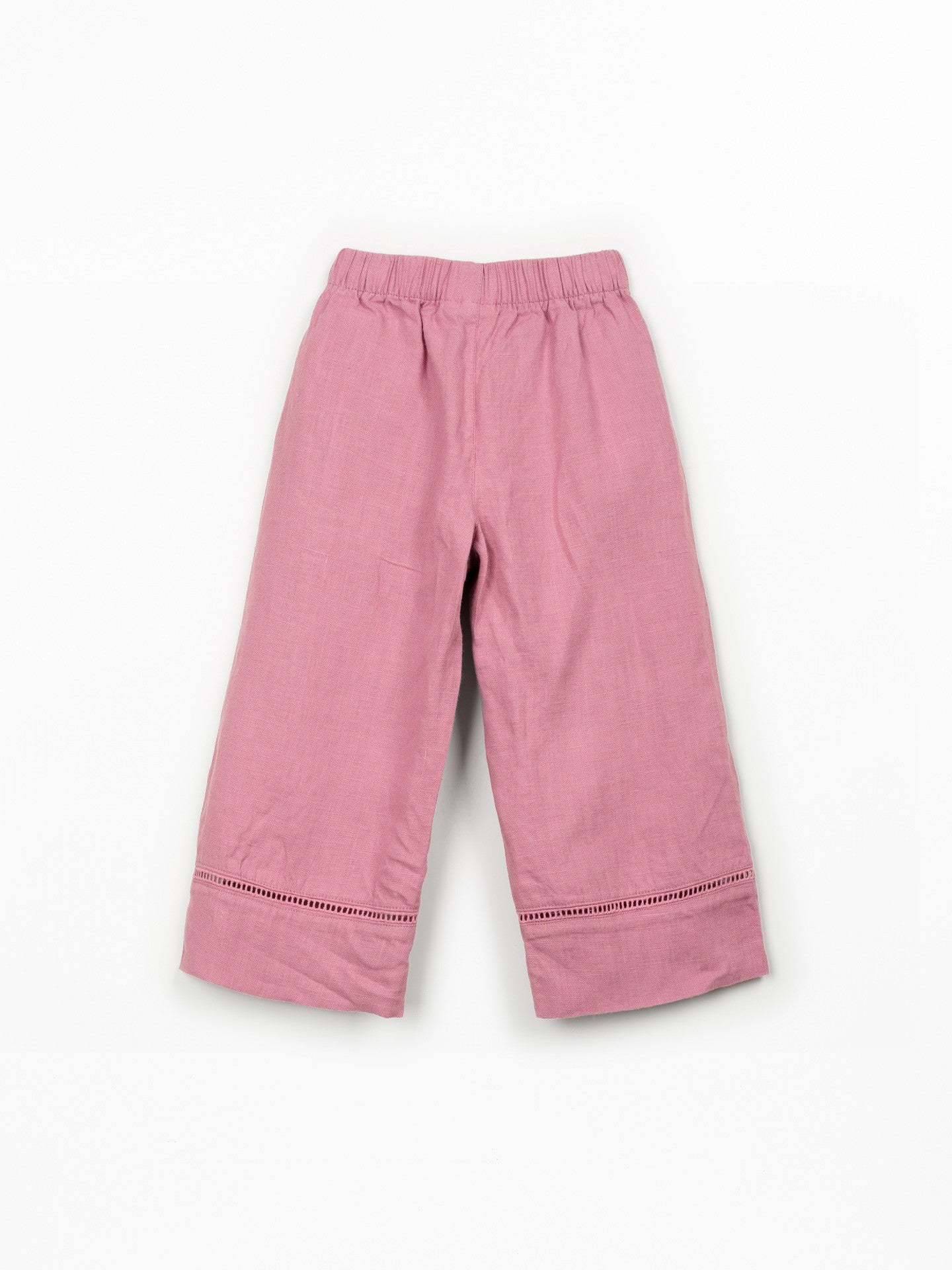 Pantaloni in lino con dettaglio in pizzo