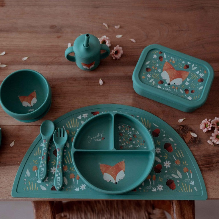 Bavaglino con tasca in silicone - Volpe Crunchy