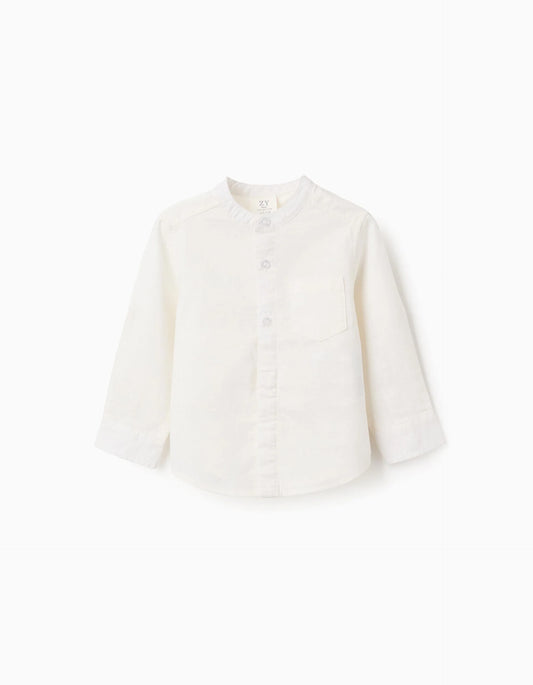 Camicia in lino con colletto alla coreana