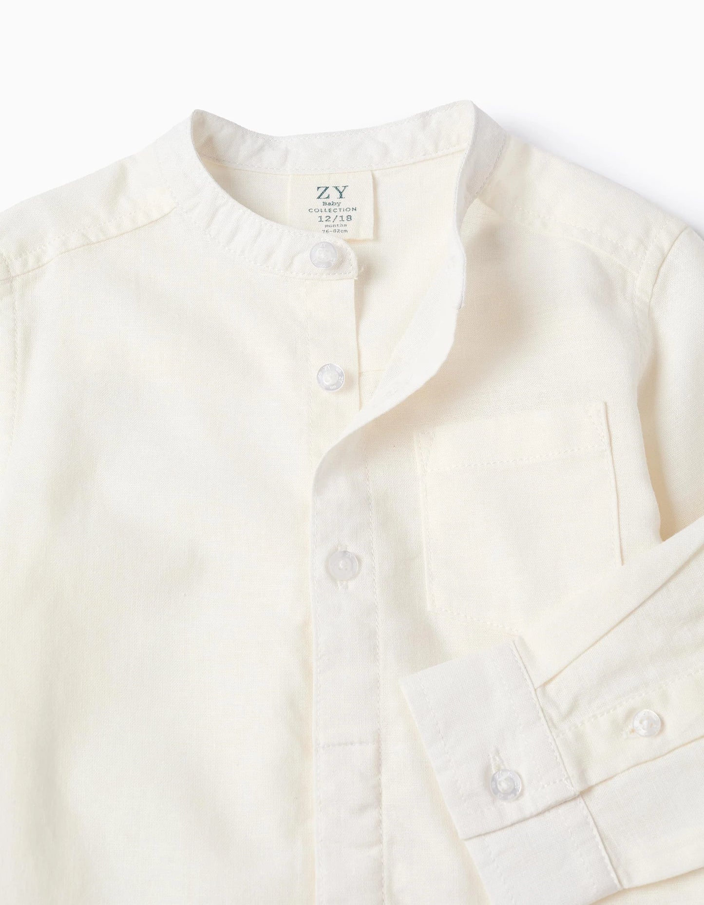 Camicia in lino con colletto alla coreana