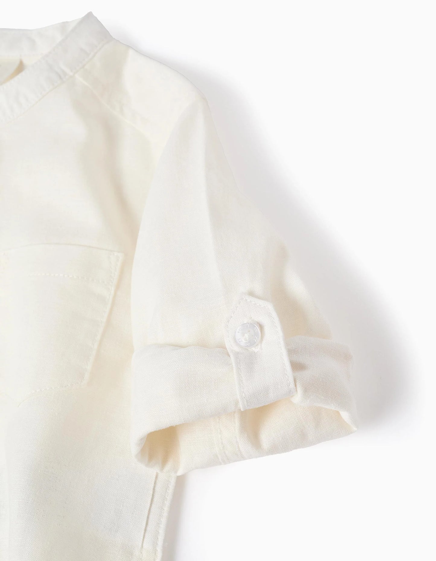 Camicia in lino con colletto alla coreana