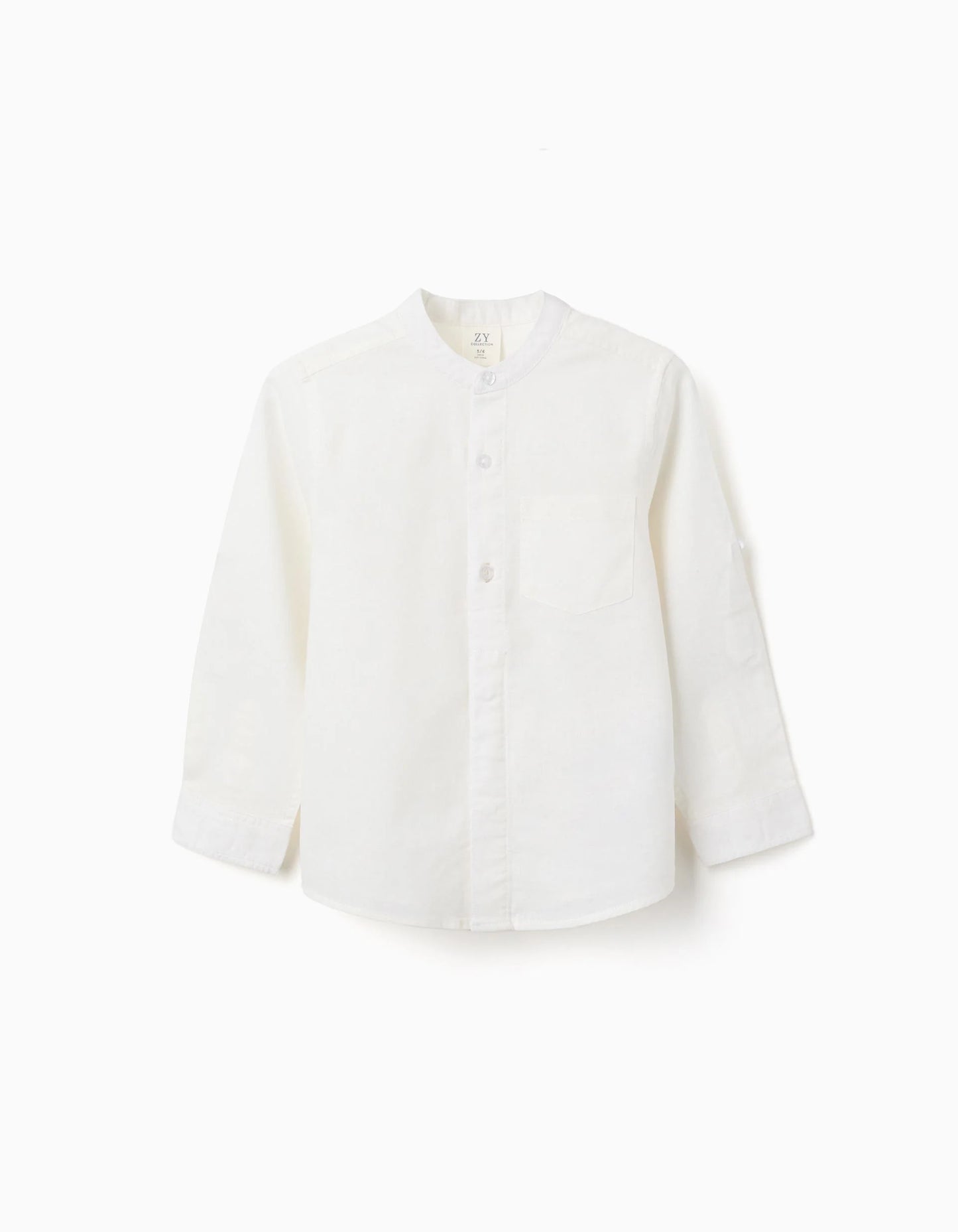 Camicia in lino con colletto alla coreana