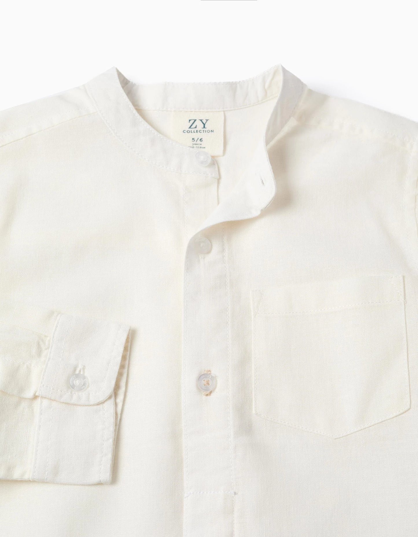 Camicia in lino con colletto alla coreana