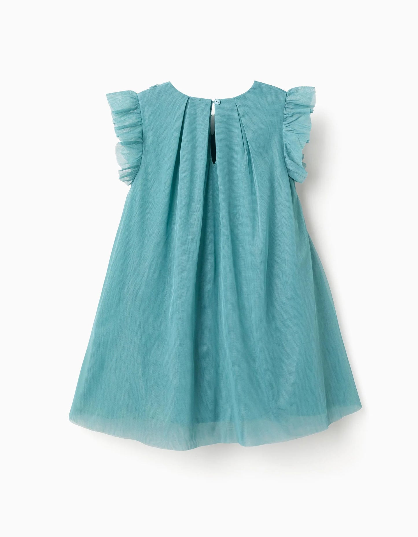 Vestito in tulle con volant e fiori