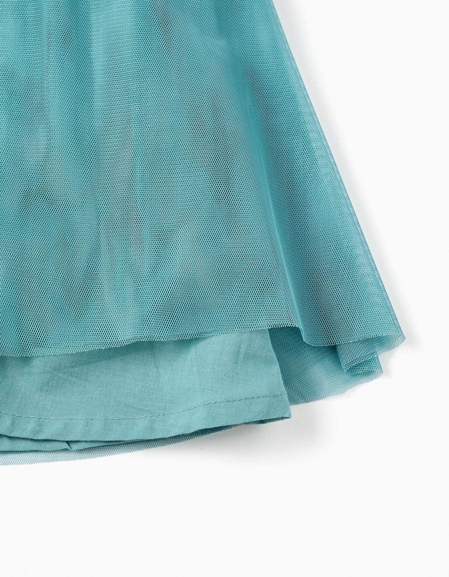 Vestito in tulle con volant e fiori