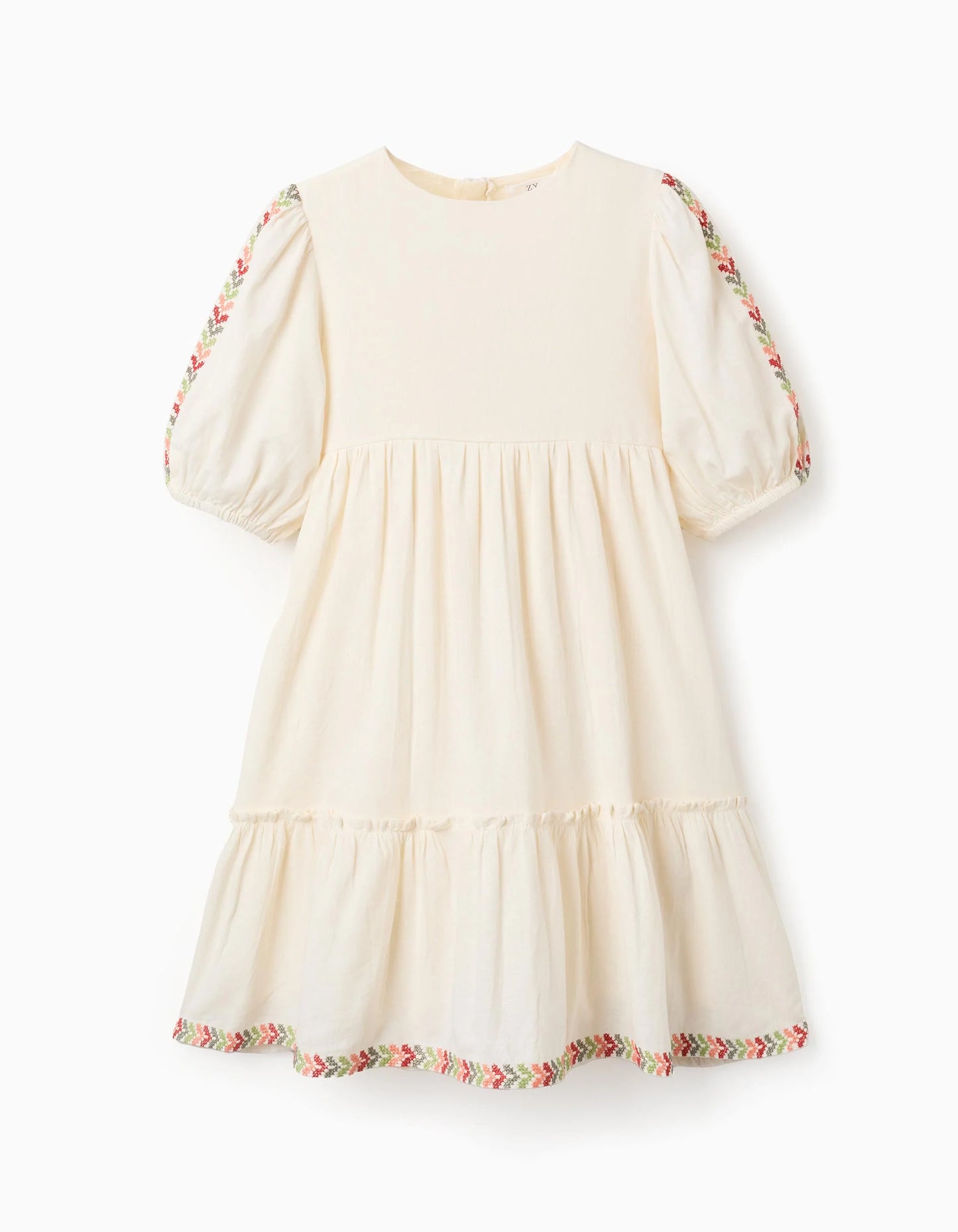 Vestito con maniche a palloncino e ricami
