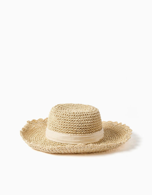 Cappello di paglia con fiocco