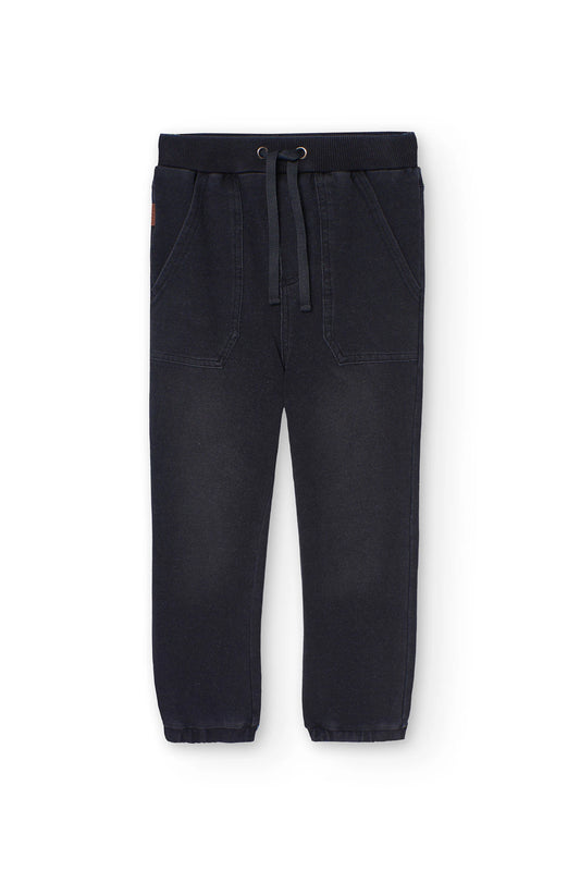 Pantalone denim in felpa
