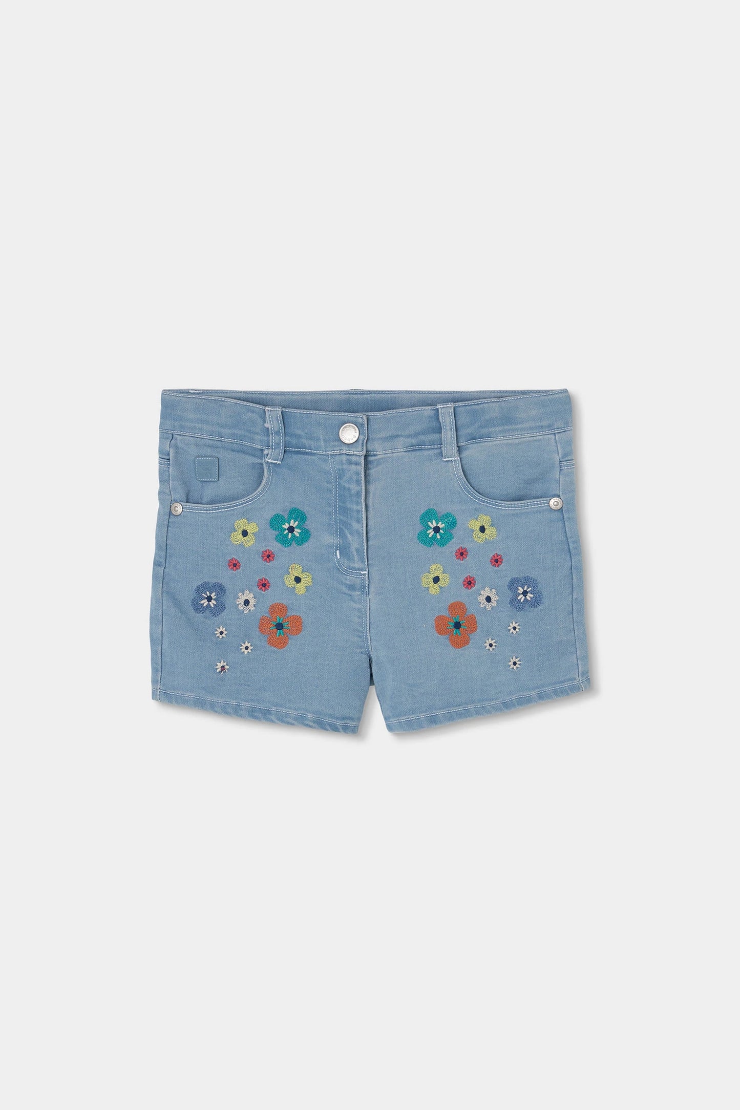 Short denim con fiori