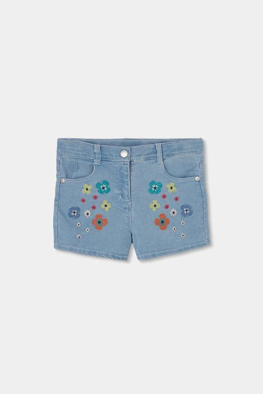 Short denim con fiori