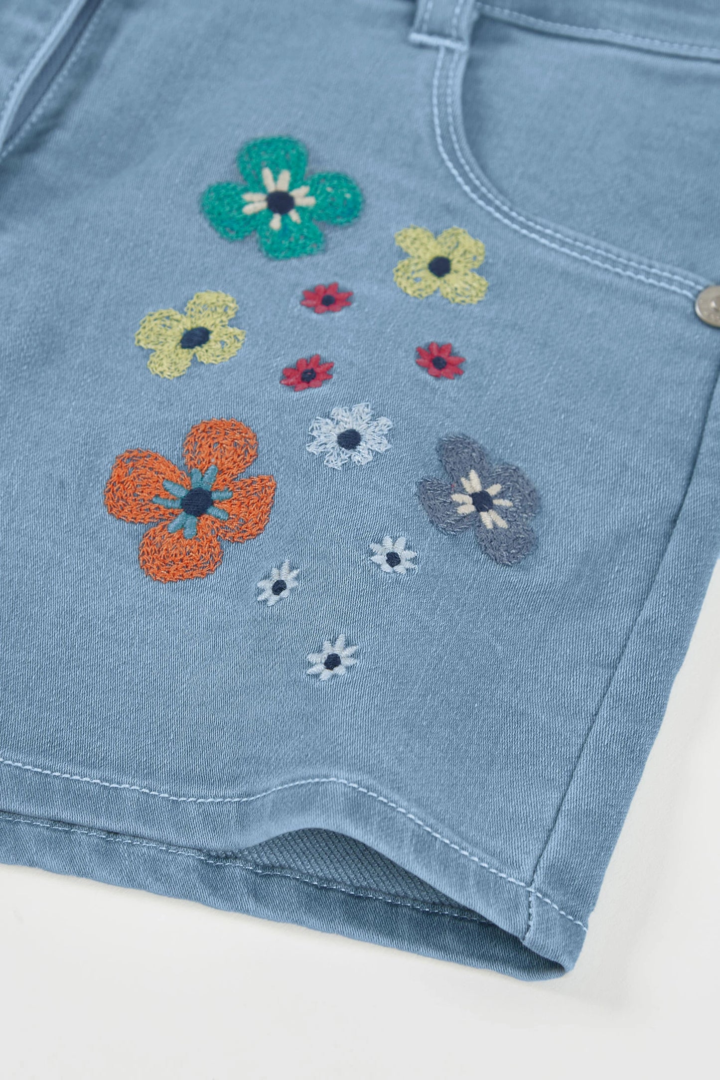 Short denim con fiori